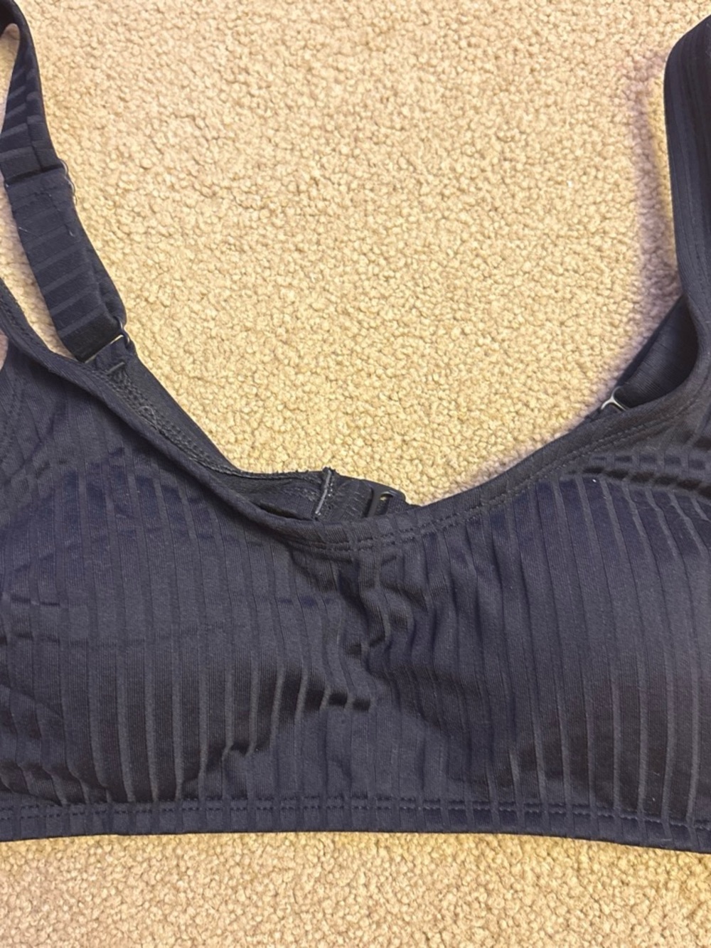 Kona Sol Black Ribbed Bikini Top